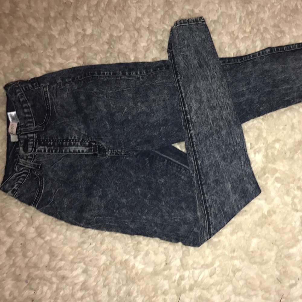 High waisted Grey Acid Wash Jeans