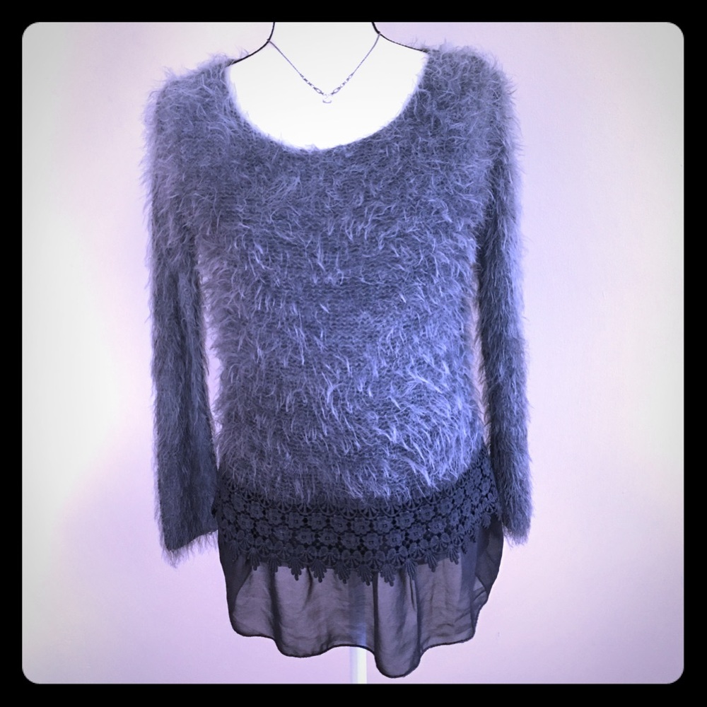 New Collection Fluffy Grey Sweater Size S-M