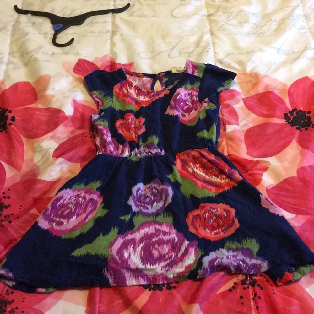 CRAZY 8-NAVY DRESS, BRIGHT FLORAL PRINT