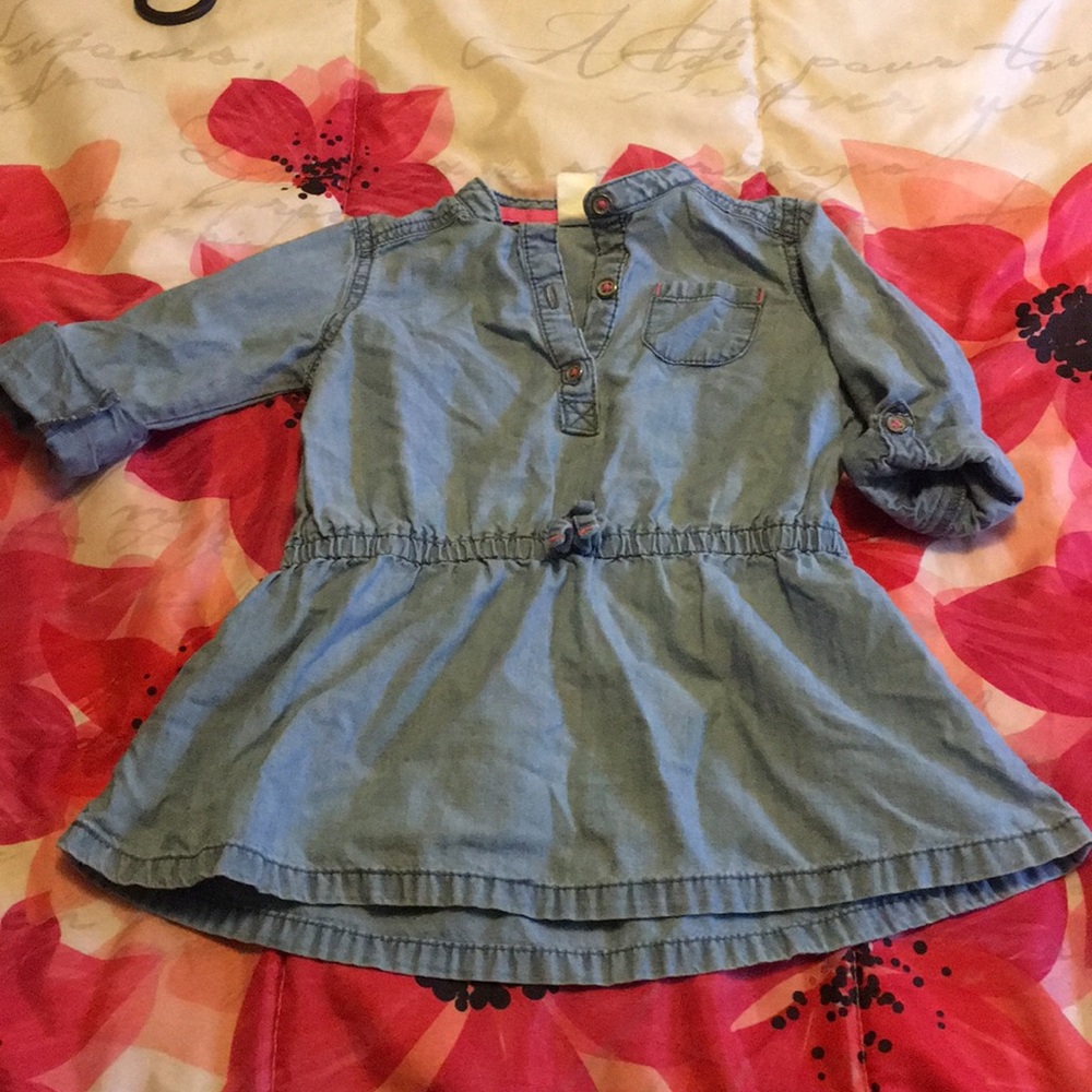 3T CARTERS DENIM TOP WITH PINK THREADING