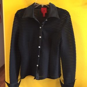 Black see threw blouse ribbed