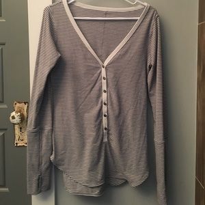 Size 8 LuLu lemon grey stripped top