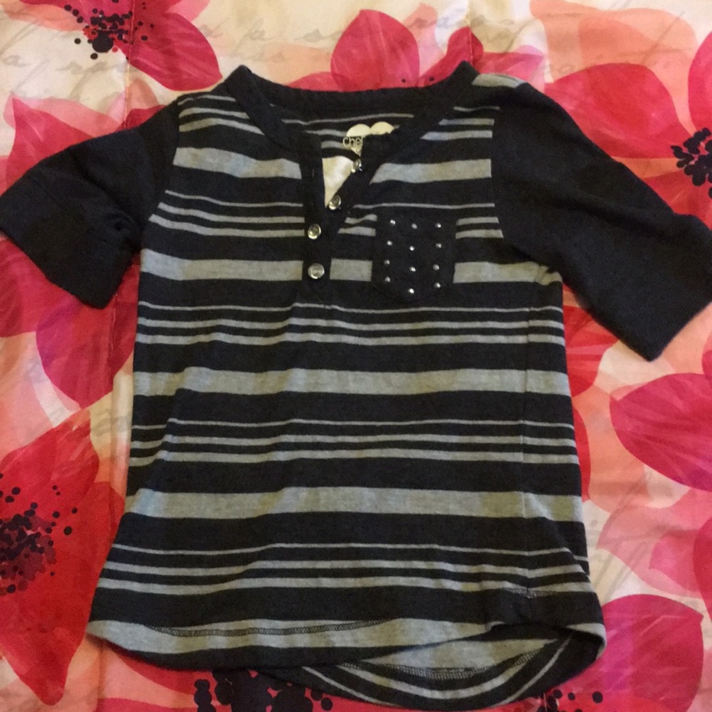 3/4 length black & grey stripes gem embellishments