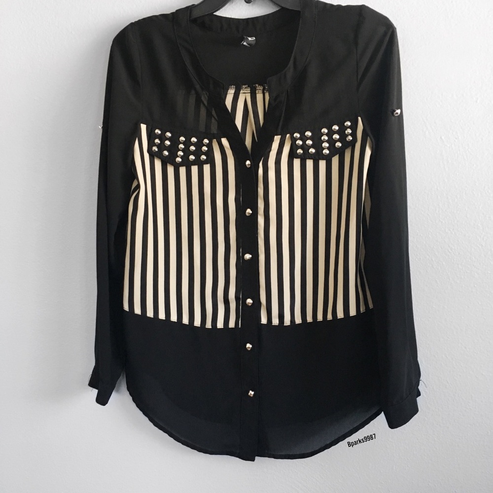 Studded stripped button up