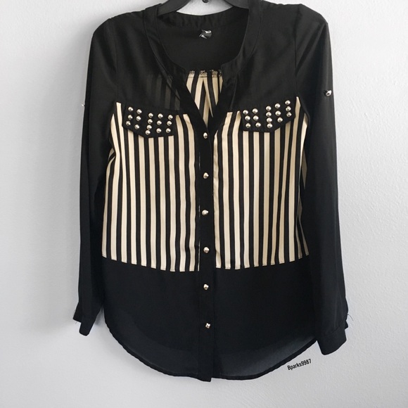 Studded stripped button up - Picture 1 of 3