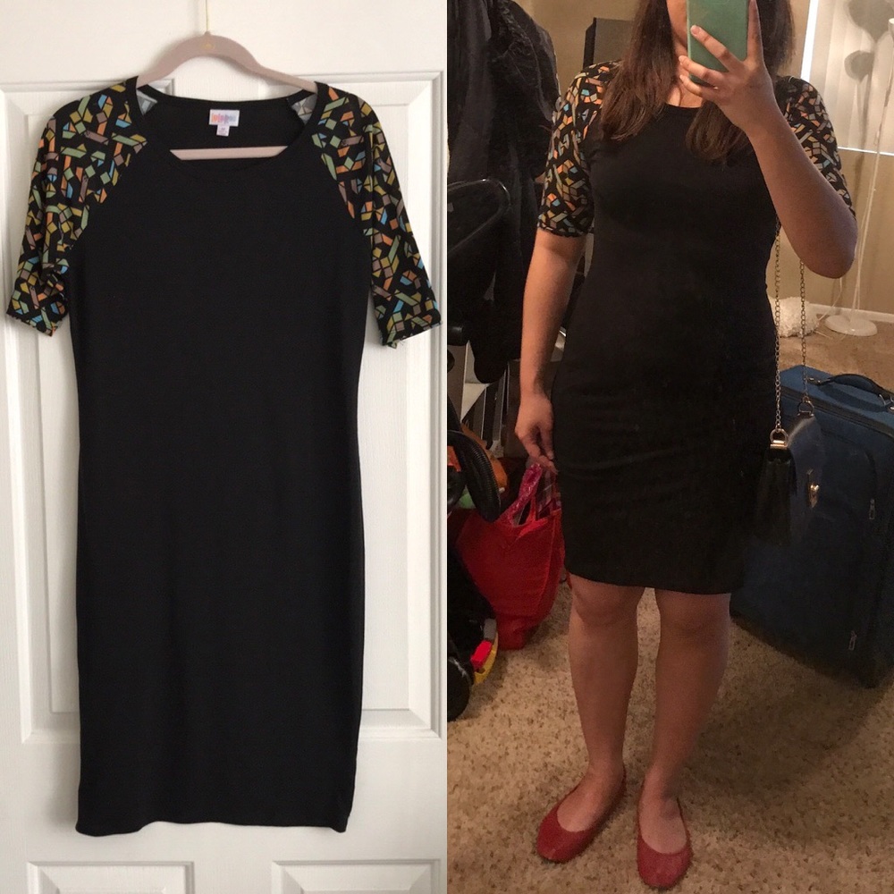 Lularoe 🦄 Black Julia Dress with Geometric shapes