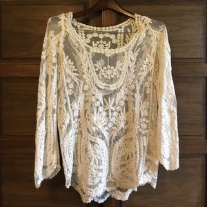 Lace embroidered top
