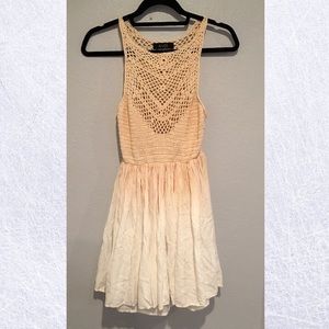 Angl Crochet Pink White Mini Party Dress Size S