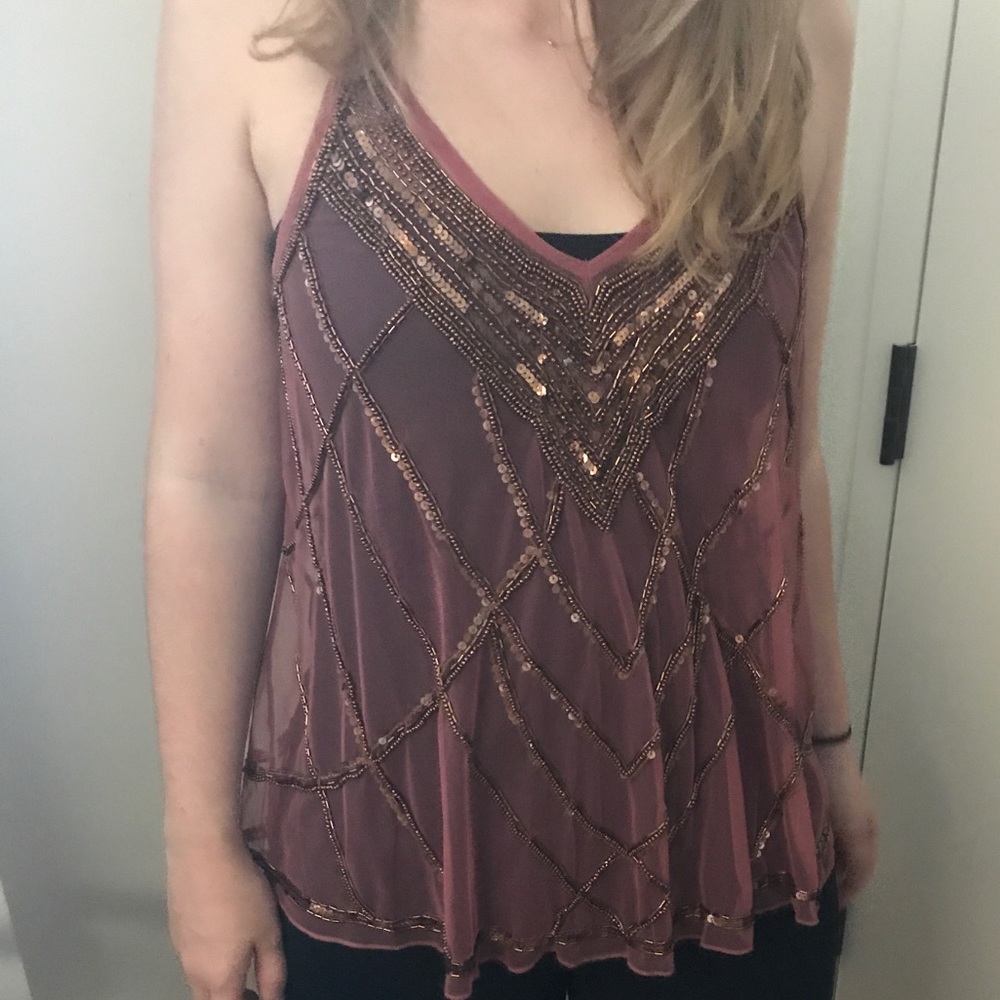 UO Dusty Rose Sequin Tank