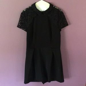 Lace collar, open-back play suit