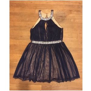Short navy beaded cocktail dress