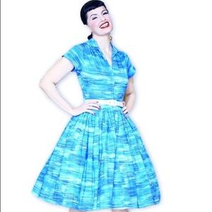 Bernie Dexter Pinup Blue Water Swing Dress 2x