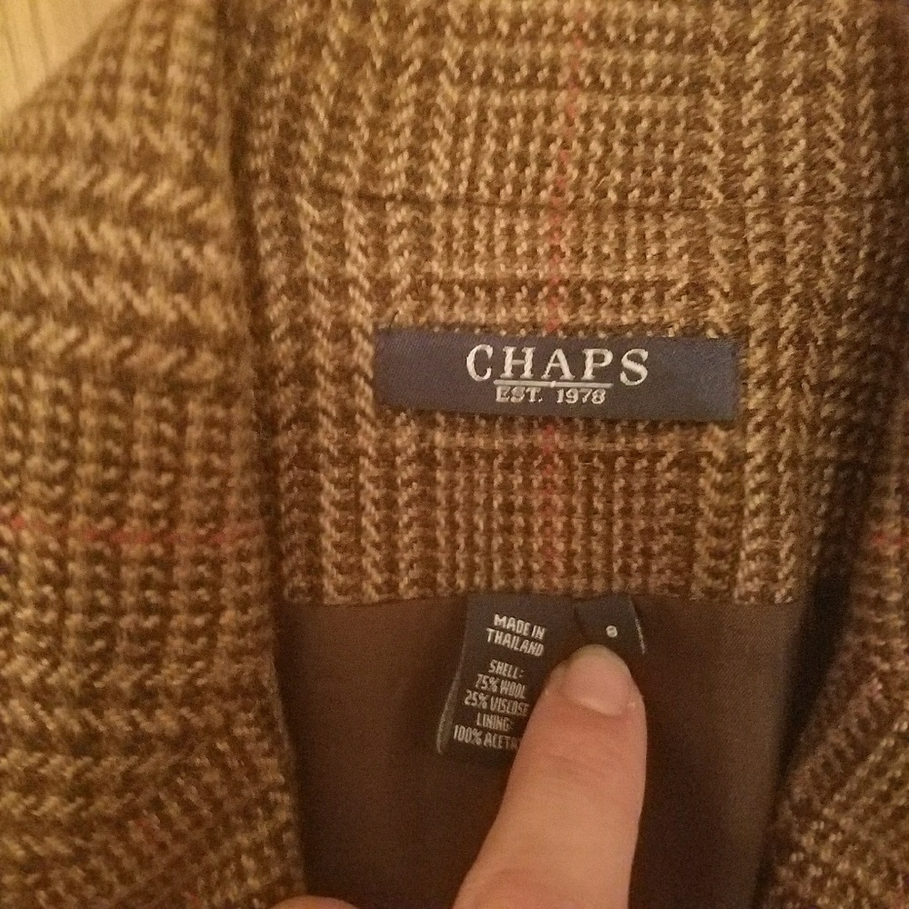 Chaps Ralph Lauren Brown Tweet Skirt Suit