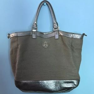 Tory Burch Large Woven Gold Metalic Trim Tote