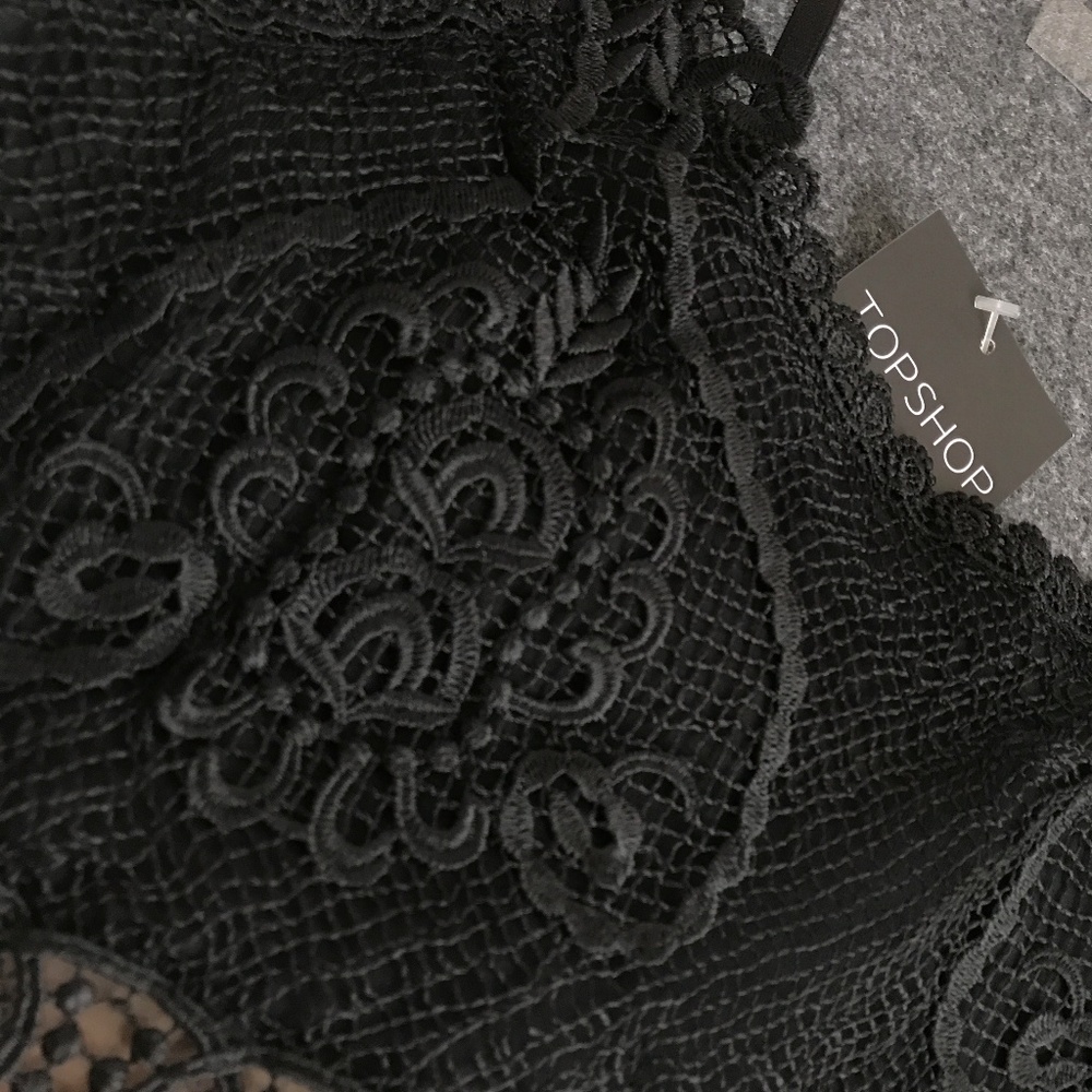 TOPSHOP Black Lace 4 SHEER TOP! XS S Bralette Cami - Picture 6 of 8