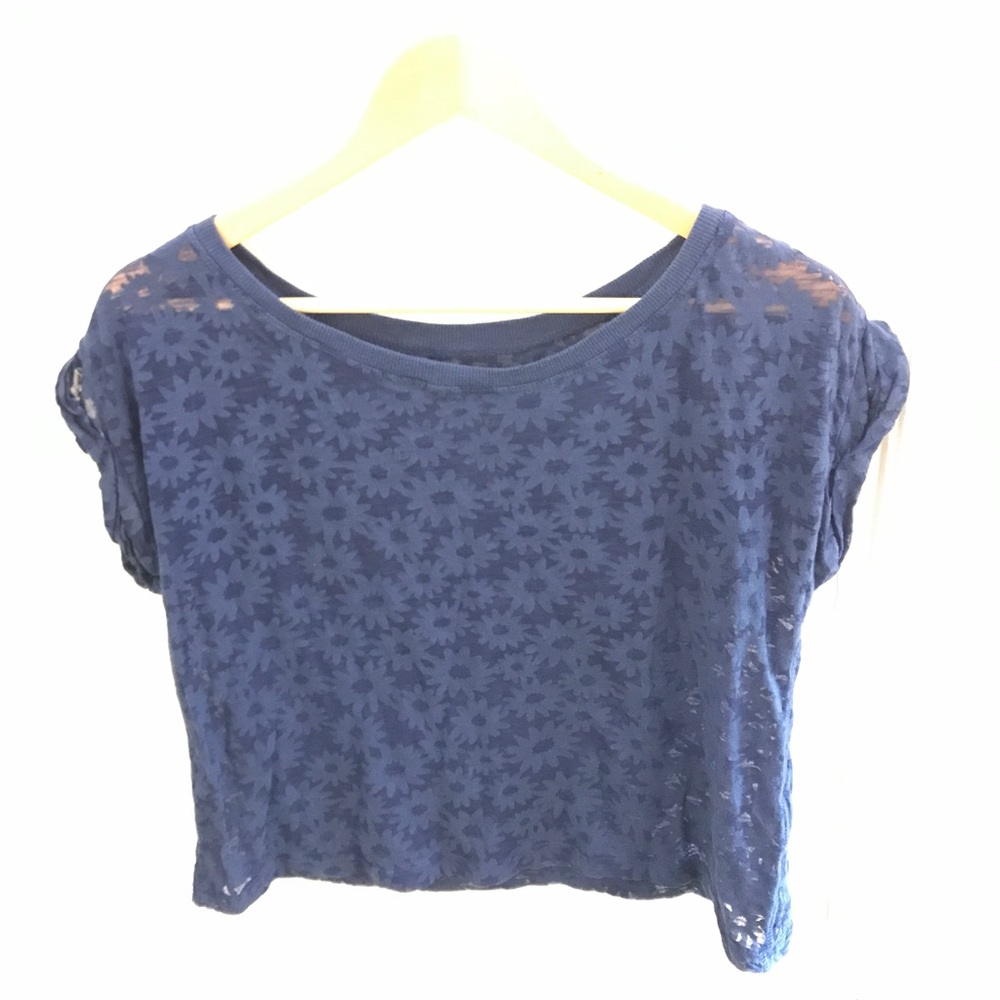 Aeropostale- Size M blue floral/see through shirt