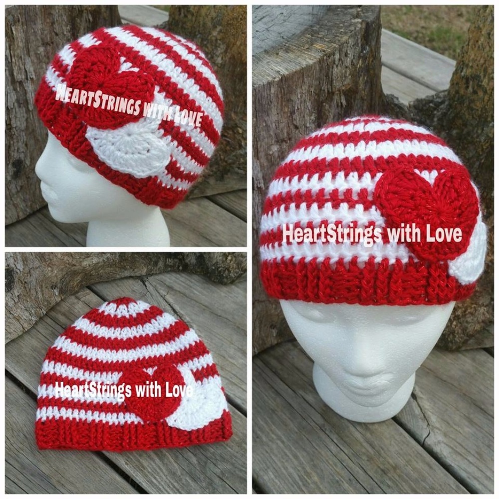 Crocheted Childs Valentine Hat
