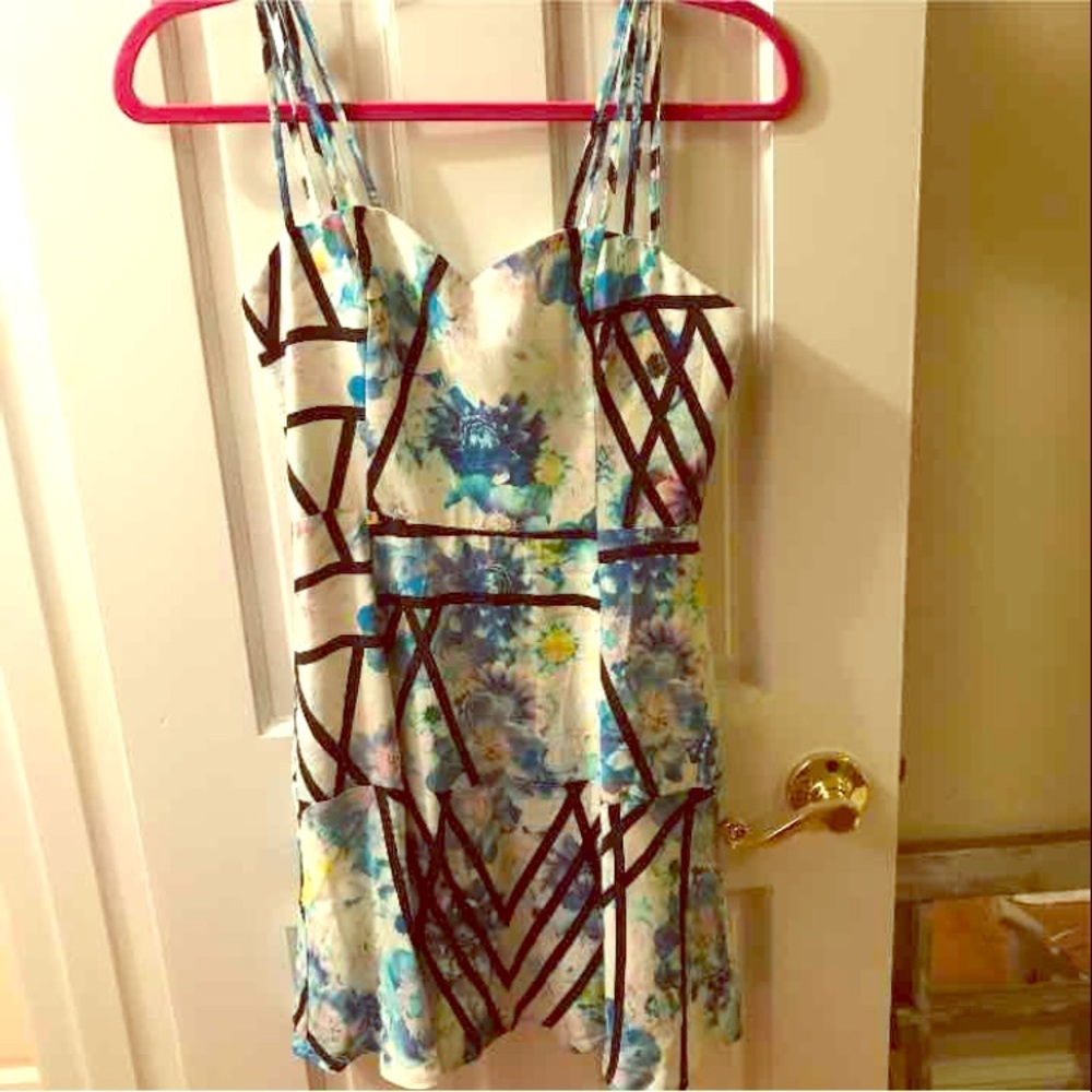 NBD floral white and blue dress S