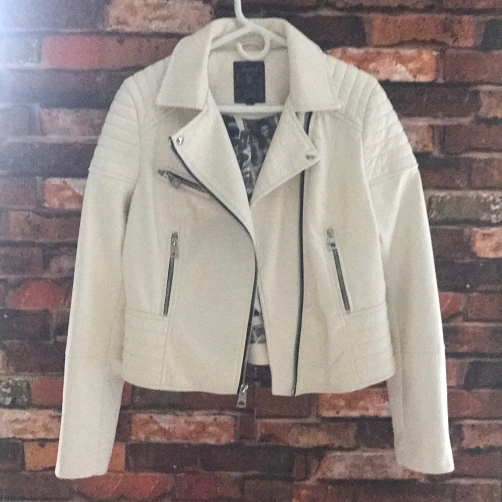 Guess White Leather Jacket