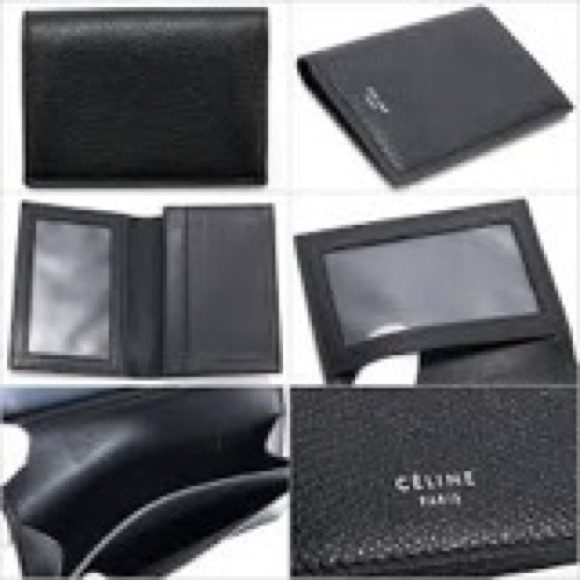 CELINE BLACK LEATHER CARD CASE WALLET W/ ID HOLDER - Picture 2 of 2