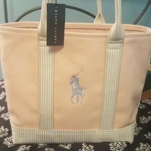 PINK AND BLUE RALPH LAUREN TOTE
