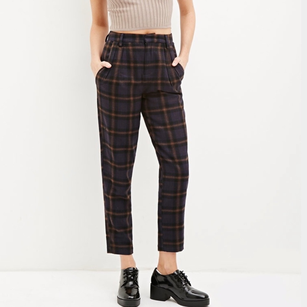 Tartan Plaid Trousers in Blue