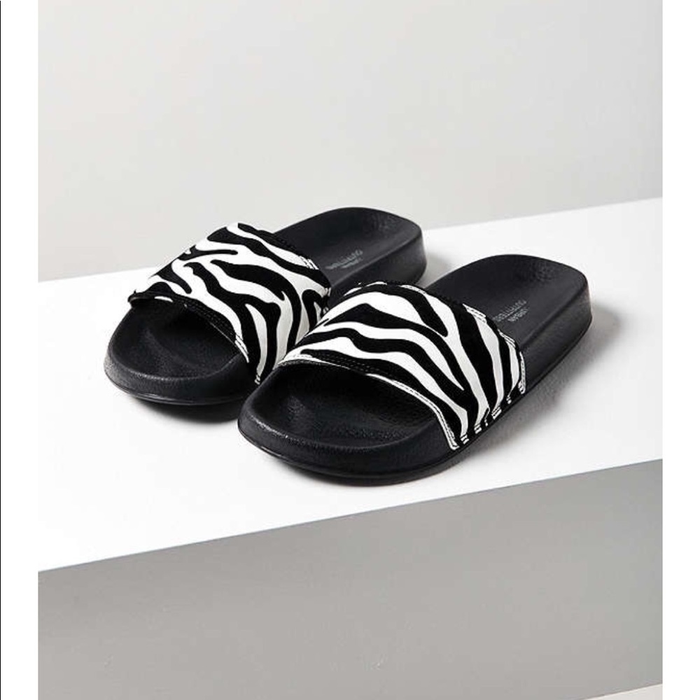 Zebra print poolside slides