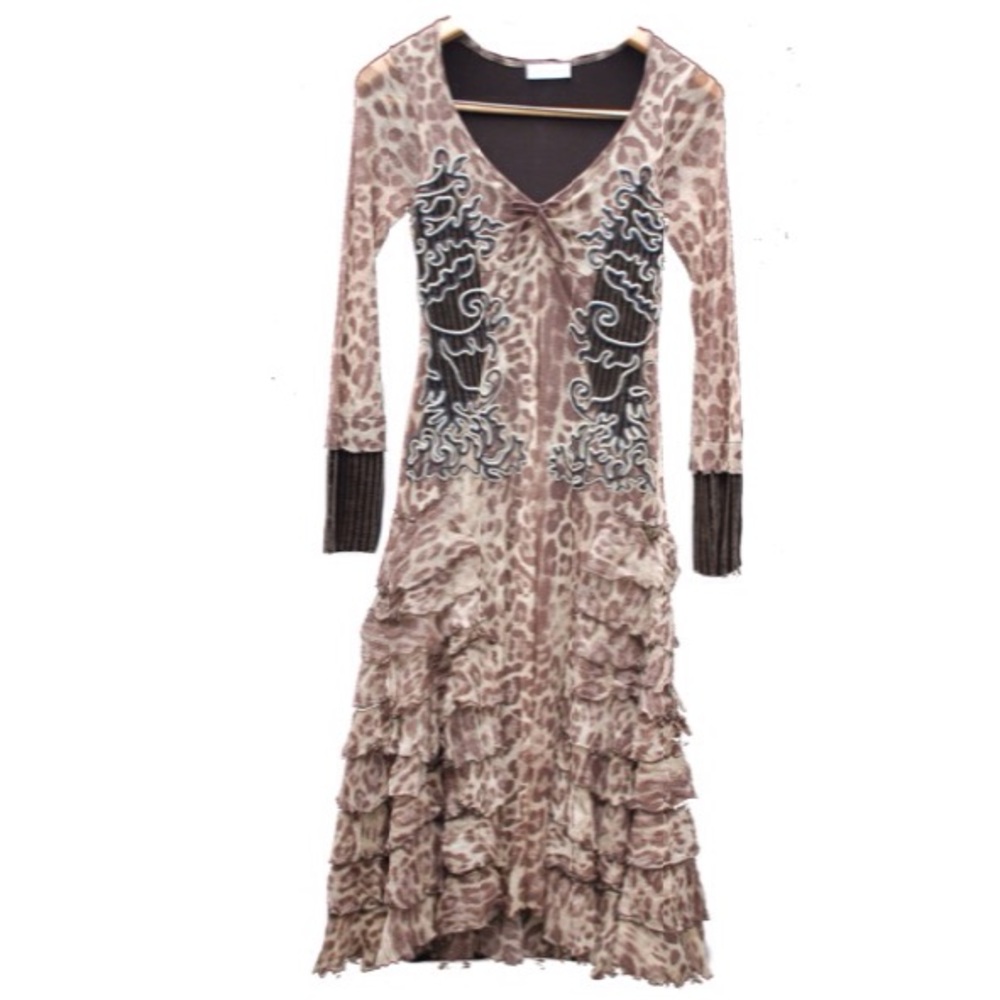 Boho vintage ruffled romantic midi dress