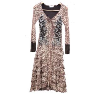 Boho vintage ruffled romantic midi dress