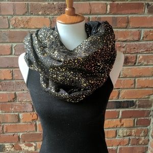 Metallic Spatter Black Infinity Scarf