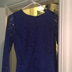 Beautiful long sleeve lace royal blue dress J.crew