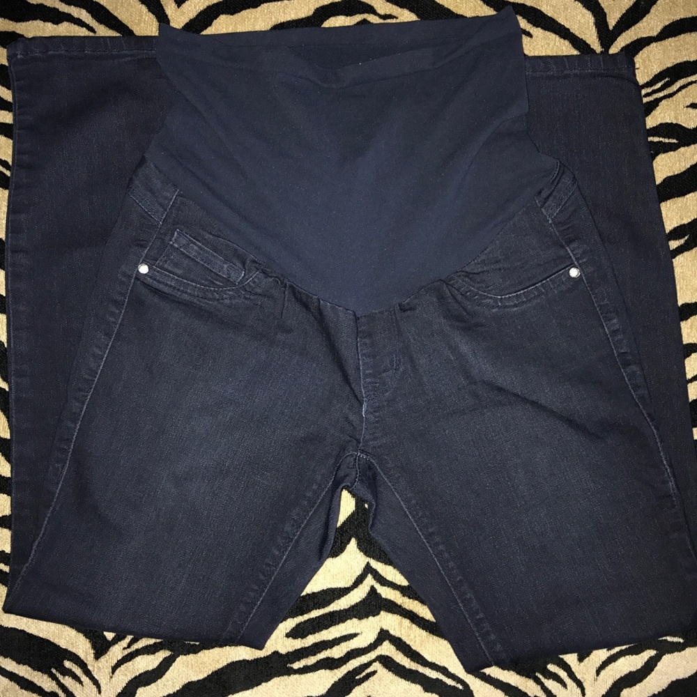 Dark wash maternity jean leggings