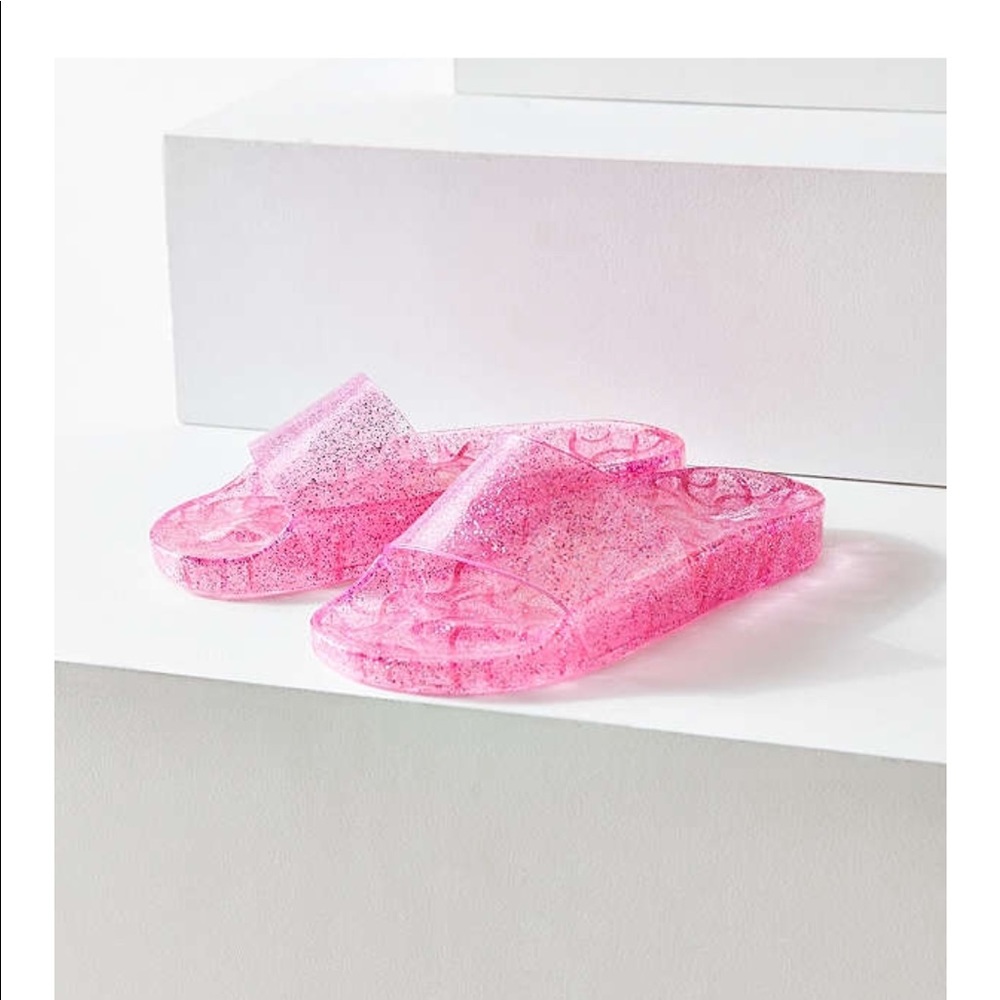 Pink/Rose Pool Jelly Glitter slides