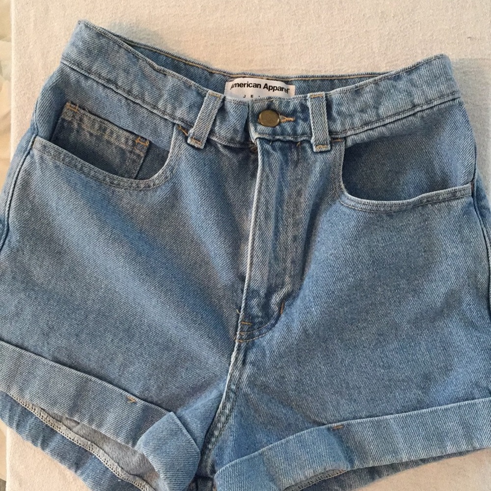 American Apparel High- waisted Jean Shorts