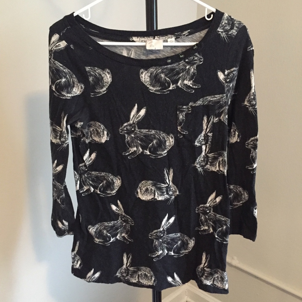 Black and White Rabbit Patterned Top