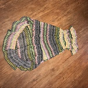 Strapless high-low Aztec print dress