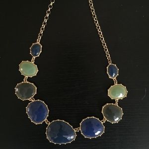 Blue, Green and Gold Stone Statement Necklace