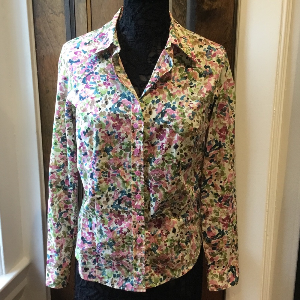 Coldwater Creek Watercolor Blouse Sz S-8