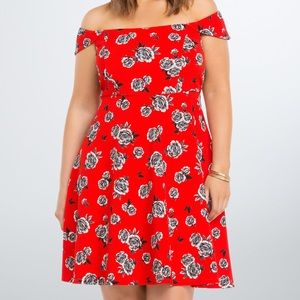 Torrid Floral Textured Off Shoulder Dress
