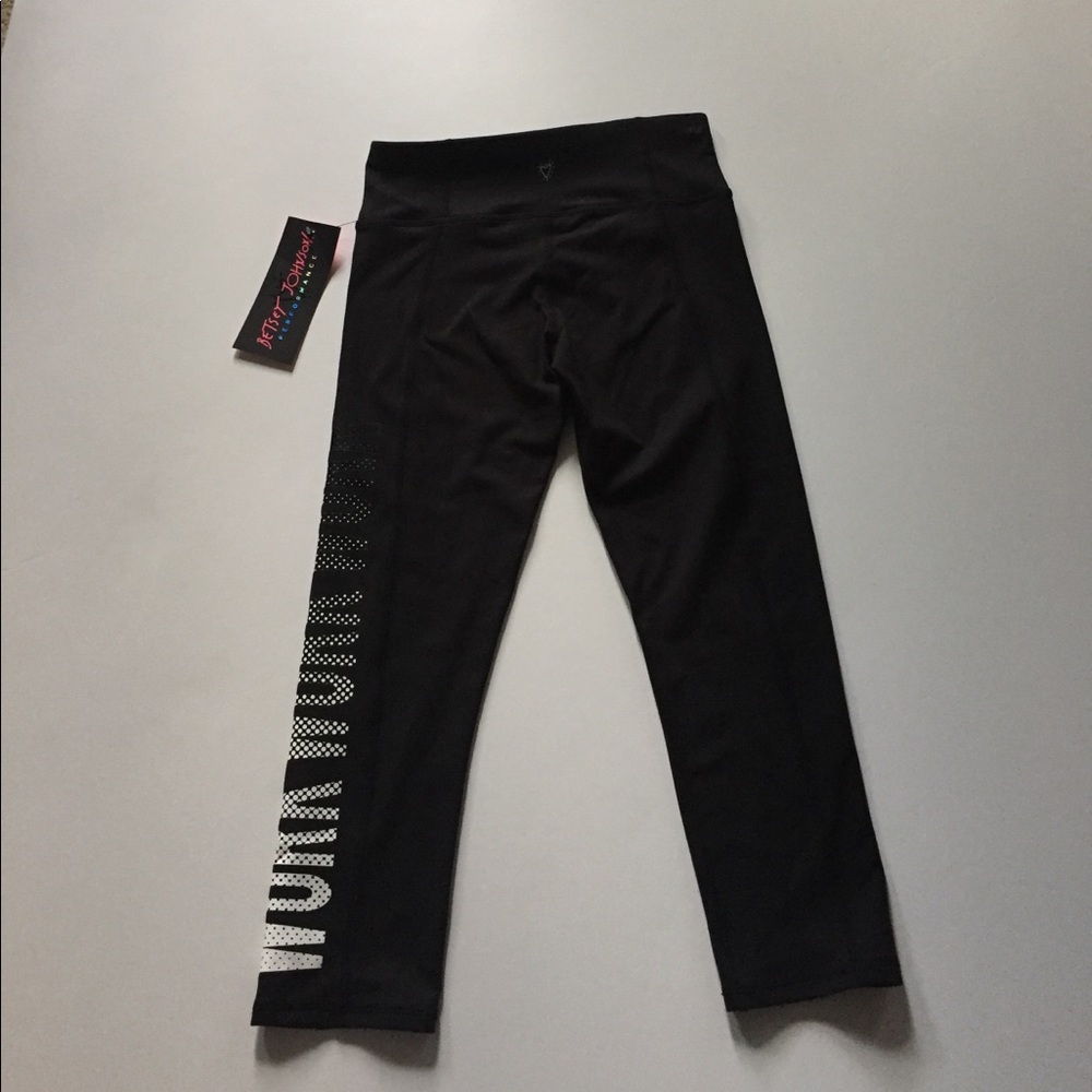 NWT Betsey Johnson Performance Work Logo Leggings - Picture 5 of 8