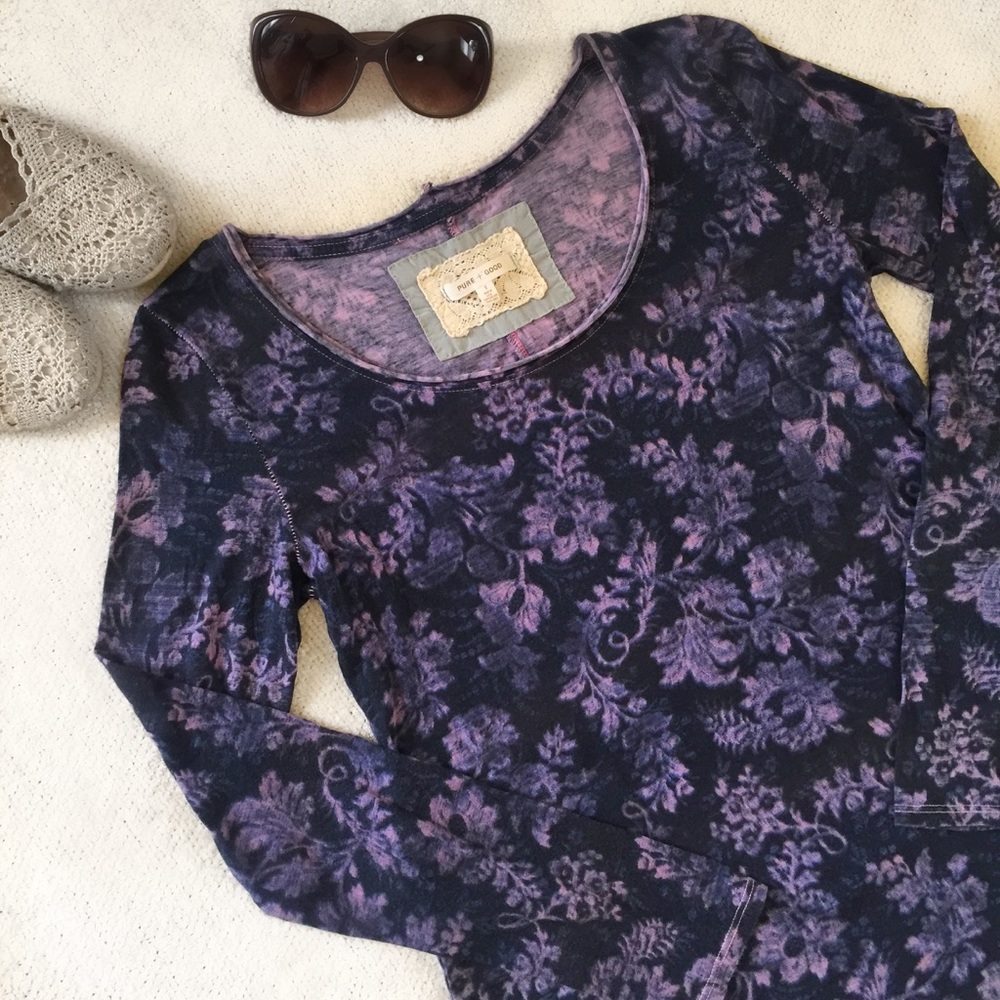 Anthropologie Pure+Good Navy Long Sleeve Top