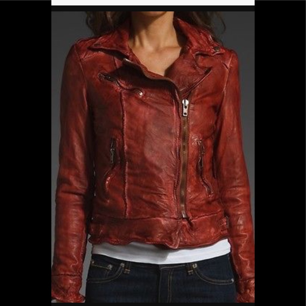 Muubaa Mallow Biker Jacket in Vintage Red