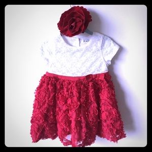 Children's place holiday dress/floral head band