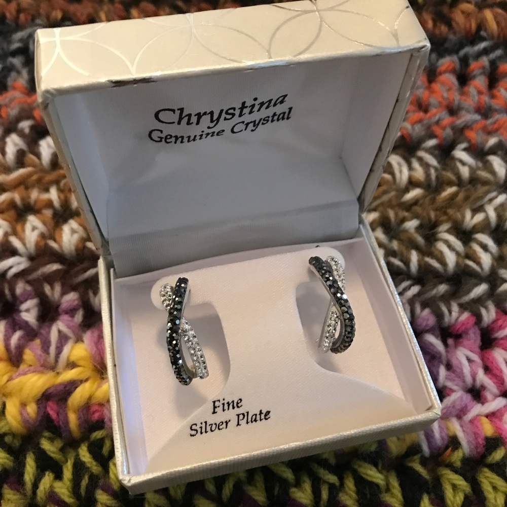 Half hoop crystal earrings