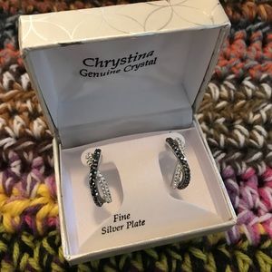 Half hoop crystal earrings