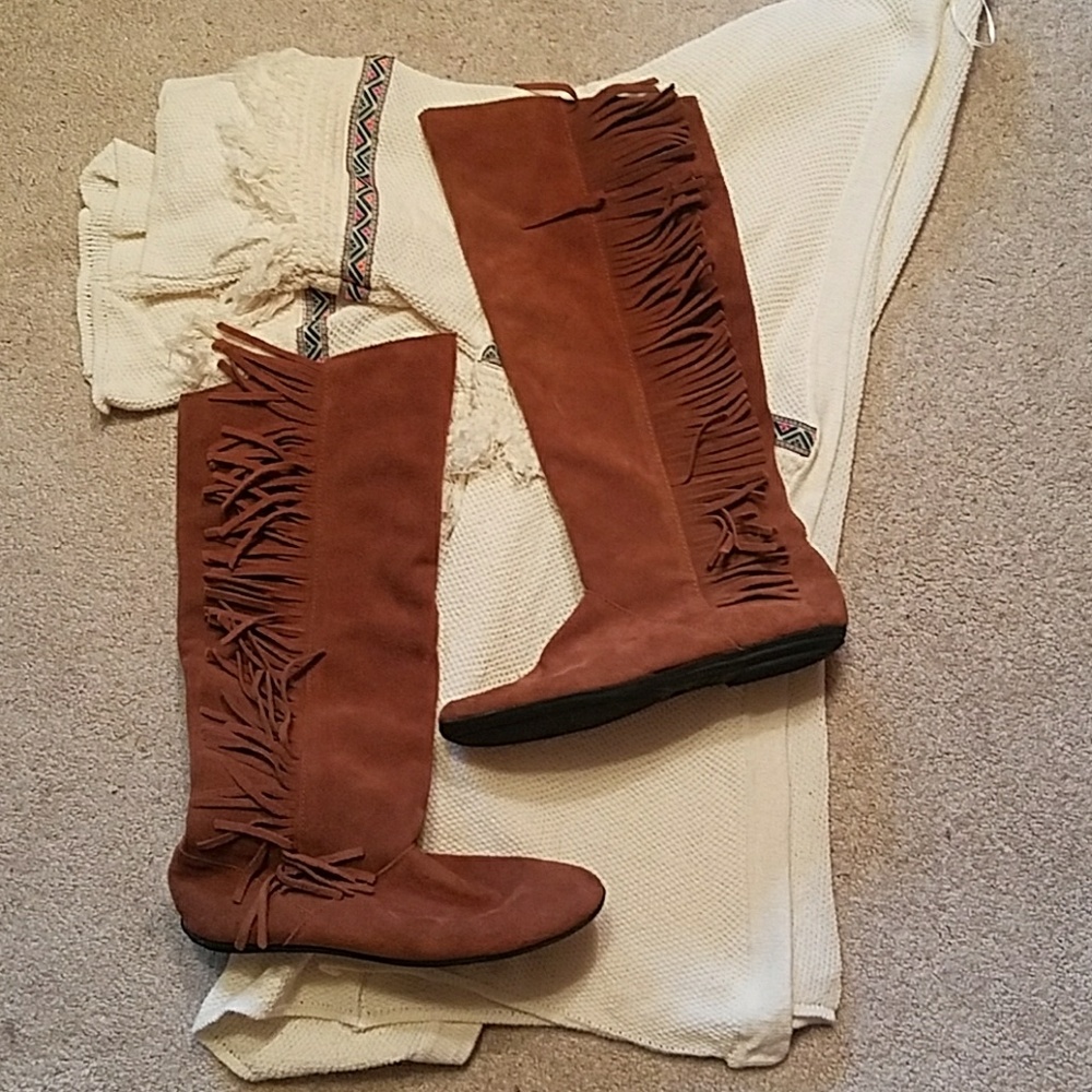Knee-High Fringe Boots