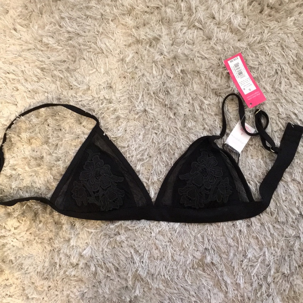 Xhilaration Black Floral Bikini Top