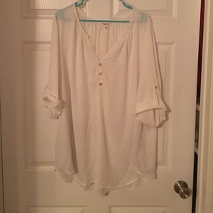 3X white blouse w/gold buttons