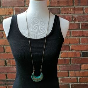 Handmade statement necklace with Tibetan charm
