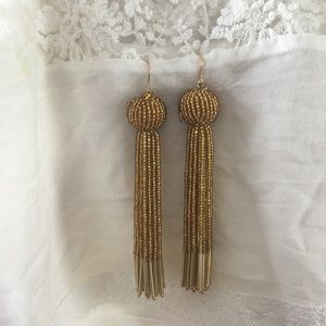 Gold bead tassel earrings